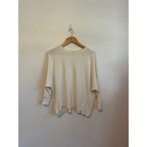 Hello Nite Ivory Waffle Knit Batwing Sleeve Oversized Top | Size XS